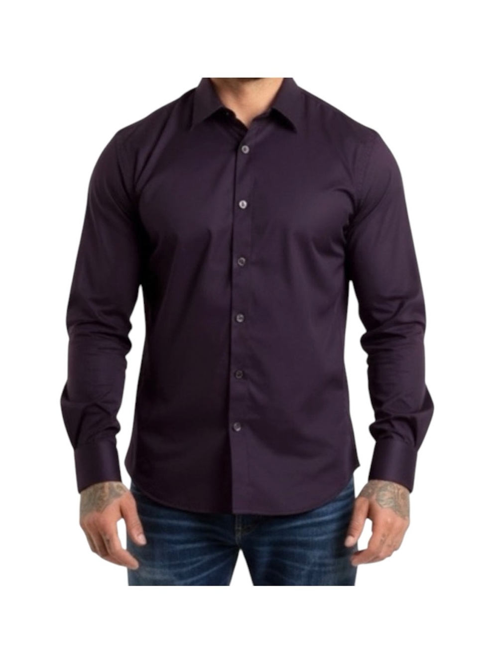 Blu by POLIFRONI men non iron purple dress button down shirt size 18